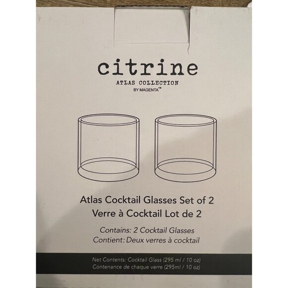 Citrine ATLAS Collection Cocktail Glasses Set of‎ 2 Brand New 10oz Bubble Glass - Picture 6 of 6